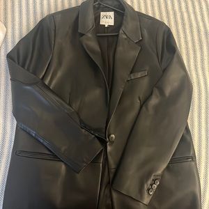 Black leather blazer from Zara